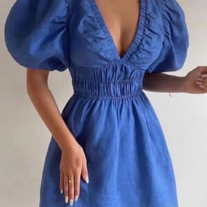 VESTIDO LINO NAVY